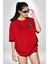 Urban Stil Hip Hop Ayıcık Rapçi Teddy Kırmızı Oversize Kadın Erkek Ön Minimal Baskılı Tişört 4