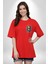 Taçlı Kafatası Kraliyet ve Kaos Altın Kafatası Kırmızı Oversize Kadın Erkek Ön Minimal Baskılı Tişört 1