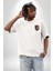 Neon Canlı Renk Kaplan Beyaz Oversize Kadın Erkek Ön Minimal Baskılı Tişört 3