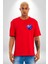 Ortanca Çiçeği Tasarımı Kırmızı Oversize Kadın Erkek Ön Minimal Baskılı Tişört 5