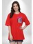 Meleklerin Rüyası Melek ve Rüya Kırmızı Oversize Kadın Erkek Ön Minimal Baskılı Tişört 5