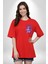Her Nefes Mutlu Bir Hediyedir Yazılı Melek Kırmızı Oversize Kadın Erkek Ön Minimal Baskılı Tişört 5