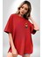 Hip Hop Turuncu Kapüşonlu Urban Stil Ayıcık Kırmızı Oversize Kadın Erkek Ön Minimal Baskılı Tişört 5