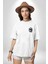 Gangster Panda Hip-Hop Cool Panda Beyaz Oversize Kadın Erkek Ön Minimal Baskılı Tişört 1