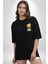 Spongebart Eğlenceli Karakter Siyah Oversize Kadın Erkek Ön Minimal Baskılı Tişört 3