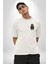 Kamuflaj Desenli Ayıcık Hoodie & Pantolon Takım Beyaz Oversize Kadın Erkek Ön Minimal Baskılı Tişört 4