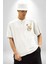 Mavi Kare Desenli Ayıcık Kawaii Stil Beyaz Oversize Kadın Erkek Ön Minimal Baskılı Tişört 5