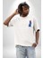 Rengarenk Neon Tilki Beyaz Oversize Kadın Erkek Ön Minimal Baskılı Tişört 3