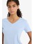 Slim Fit Dar Kesim V Yaka Basic Düz Ribana Kısa Kollu Tişört I1080AZ25AU 4