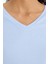 Slim Fit Dar Kesim V Yaka Basic Düz Ribana Kısa Kollu Tişört I1080AZ25AU 5