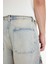 %100 Pamuk Baggy Fit Kargo Cepli Jean Bermuda Şort F5022AX25SM 6