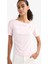 Slim Fit Dar Kesim Kayık Yaka Kısa Kollu Tişört F8008AX25AU 1