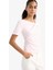 Slim Fit Dar Kesim Kayık Yaka Kısa Kollu Tişört F8008AX25AU 4
