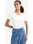 Slim Fit Dar Kesim V Yaka Basic Düz Ribana Kısa Kollu Tişört I1080AZ25AU 3