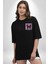 Kelebek Siyah Oversize Kadın Erkek Ön Minimal Baskılı Tişört 2