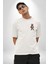 Color Splash Urban Vibes Teddy Beyaz Oversize Kadın Erkek Ön Minimal Baskılı Tişört 3