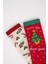 Kız Çocuk Yılbaşı Temalı 2'li Pamuklu Uzun Çorap Z3924A6NS 4
