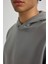 Oversize Geniş Kalıp Kapüşonlu Kanguru Cepli Basic Düz Sweatshirt A4331AX23AU 6