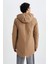 Slim Fit Dar Kesim Kapüşonlu Pelüş Astar Fermuarlı Çıtçı Kapamalı Cepli Mont Parka R6780AZ23WN 9