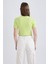 Kadın Yeşil Fitted Bisiklet Yaka Düz Basic Pamuklu Kısa Kollu Tişört B0688AXNS 6