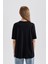 Kadın Siyah Oversize Fit Geniş Kesim Bisiklet Yaka Basic Düz %100 Pamuk Kısa Kollu Tişört B0648AXNS 6