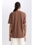 Kadın Kahverengi Oversize Fit Geniş Kesim Bisiklet Yaka Basic Düz %100 Pamuk Kısa Kollu Tişört B0648AXNS 7