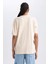 Kadın Bej Oversize Fit Geniş Kesim Bisiklet Yaka Basic Düz %100 Pamuk Kısa Kollu Tişört B0648AXNS 6