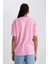 Kadın Pembe Oversize Fit Geniş Kesim Bisiklet Yaka Basic Düz %100 Pamuk Kısa Kollu Tişört B0648AXNS 6