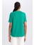 Kadın Green Regular Fit Düz Kesim Bisiklet Yaka Düz Basic %100 Pamuk Kısa Kollu Tişört B0642AXNS 7