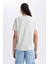 Kadın Gri Regular Fit Düz Kesim Bisiklet Yaka Düz Basic %100 Pamuk Kısa Kollu Tişört B0642AXNS 7