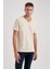 Slim Fit Dar Kesim V Yaka Pamuklu Kısa Kollu Tişört 1