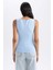 Kadın Mavi Slim Fit Dar Kesim Bisiklet Yaka Düz Basic %100 Pamuk Atlet B0652AXNS 7
