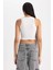 Kadın Gri Fitted Halter Yaka Düz Basic Pamuklu Atlet B0658AXNS 6