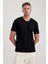Slim Fit Dar Kesim V Yaka Pamuklu Kısa Kollu Tişört 1