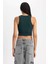 Kadın Yeşil Fitted Halter Yaka Düz Basic Pamuklu Atlet B0658AXNS 6