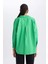 Kadın Yeşil Oversize Fit Geniş Kesim Gömlek Yaka Basic Düz Poplin Uzun Kollu Tunik B0659AXNS 7