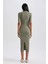 Bodycon Polo Yaka Fitilli Kaşkorse Midi Kısa Kollu Elbise A2096AX23SP 8