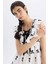 x Lug Von Siga Bodycon V Yaka Desenli Brode Kolsız Mini Elbise B2343AX24SM 8