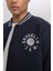 Fit Oversize Geniş KAlıp Kolej Yaka Baskılı Çıtçıt Kapamalı Cepli Bomber Hırka B3887AX24SP 6