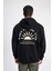 Oversize Geniş Kalıp Yarım Fermuarlı Kapüşonlu Sırt Baskılı Sweatshirt B4804AX24SP 10