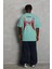 Unisex Oversize Baskılı Bisiklet Yaka T-Shirt - Mint Yeşili 1