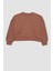 Kız Çocuk Relax Fit Bisiklet Yaka Baskılı Kalın Sweatshirt B4675A823WN 8