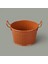 Prizma Terracota Kulplu Galvaniz Saksı - Kiremit - 11X18X18 cm 3