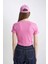 Coool Fitted Ribana Basic Düz Kısa Crop Kollu Pembe Tişört T9631AZ24SM 10