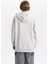 Kadın Gri Oversize Fit Geniş Kesim Polo Yaka Düz Basic Pamuklu Sweatshirt B7834AXNS 7