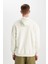 Erkek Gri Oversize Fit Geniş Kesim Basic Düz Pamuklu Kapüşonlu Sweatshirt B7849AXNS 6