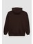 Erkek Kahverengi Oversize Fit Geniş Kesim Basic Düz Pamuklu Kapüşonlu Sweatshirt B7849AXNS 7