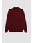 Erkek Bordo Slim Fit Dar Kesim Basic Düz Akrilik Kazak B7851Axns 9