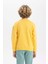 Erkek Çocuk Sarı Regular Fit Düz Kesim Basic Düz Kapüşonlu Sweatshirt B7772A8NS 6