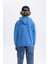 Erkek Çocuk Mavi Regular Fit Düz Kesim Basic Düz Kapüşonlu Sweatshirt B7821A8NS 6